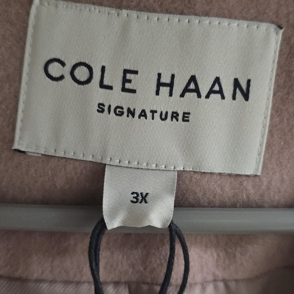 Cole Haan Women's Soft Pink Belted Pea Coat - Picture 3 of 4